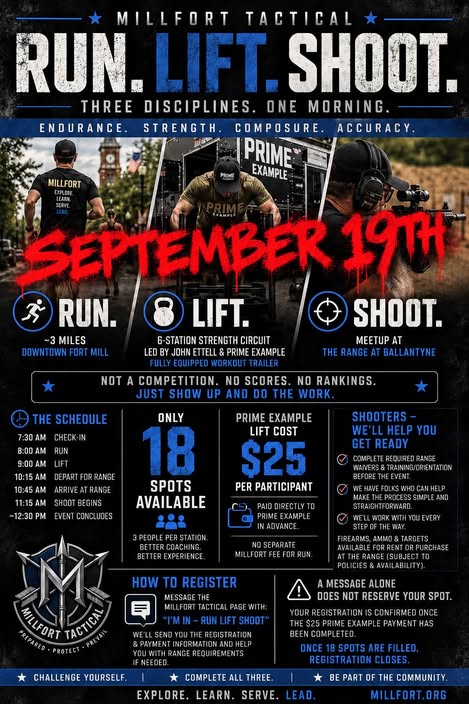 Run Lift Shoot event poster for September 19, 2026